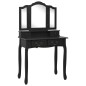 vidaXL Tavolo da Trucco con Sgabello Nero 80x69x141 cm Legno Paulownia vidaXL Tavolo da Trucco con Sgabello Nero 80x69x141 cm Legno Paulownia