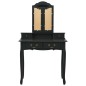 vidaXL Tavolo da Trucco con Sgabello Nero 80x69x141 cm Legno Paulownia vidaXL Tavolo da Trucco con Sgabello Nero 80x69x141 cm Legno Paulownia