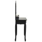 vidaXL Tavolo da Trucco con Sgabello Nero 80x69x141 cm Legno Paulownia vidaXL Tavolo da Trucco con Sgabello Nero 80x69x141 cm Legno Paulownia