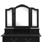 vidaXL Tavolo da Trucco con Sgabello Nero 80x69x141 cm Legno Paulownia vidaXL Tavolo da Trucco con Sgabello Nero 80x69x141 cm Legno Paulownia