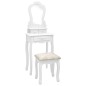 vidaXL Tavolo da Trucco e Sgabello Bianco 50x59x136 cm Legno Paulownia