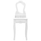 vidaXL Tavolo da Trucco e Sgabello Bianco 50x59x136 cm Legno Paulownia