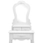 vidaXL Tavolo da Trucco e Sgabello Bianco 50x59x136 cm Legno Paulownia