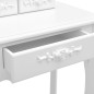 vidaXL Tavolo da Trucco e Sgabello Bianco 50x59x136 cm Legno Paulownia