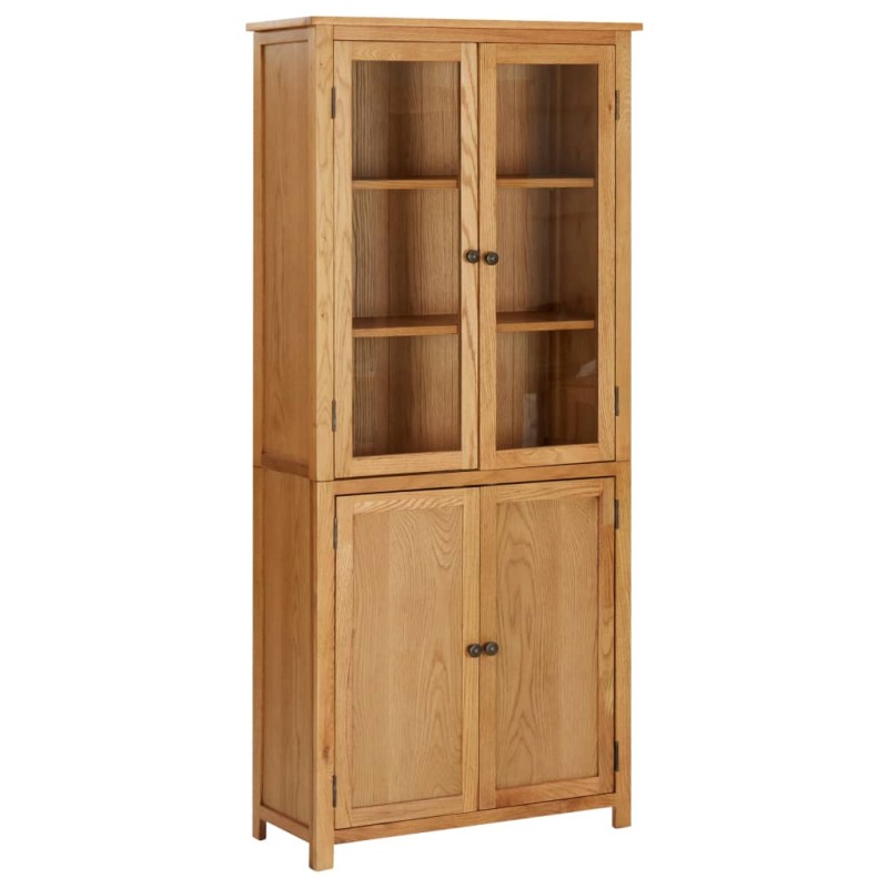 289180 vidaXL Libreria con 4 Ante 80x35x180 cm Rovere Massello e Vetro 289180 vidaXL Libreria con 4 Ante 80x35x180 cm Rovere Massello e Vetro