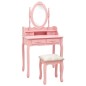 vidaXL Tavolo da Trucco con Sgabello Rosa 75x69x140 cm Legno Paulownia vidaXL Tavolo da Trucco con Sgabello Rosa 75x69x140 cm Legno Paulownia
