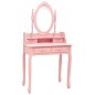vidaXL Tavolo da Trucco con Sgabello Rosa 75x69x140 cm Legno Paulownia vidaXL Tavolo da Trucco con Sgabello Rosa 75x69x140 cm Legno Paulownia