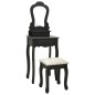 vidaXL Tavolo da Trucco con Sgabello Nero 50x59x136 cm Legno Paulownia vidaXL Tavolo da Trucco con Sgabello Nero 50x59x136 cm Legno Paulownia