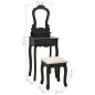 vidaXL Tavolo da Trucco con Sgabello Nero 50x59x136 cm Legno Paulownia vidaXL Tavolo da Trucco con Sgabello Nero 50x59x136 cm Legno Paulownia