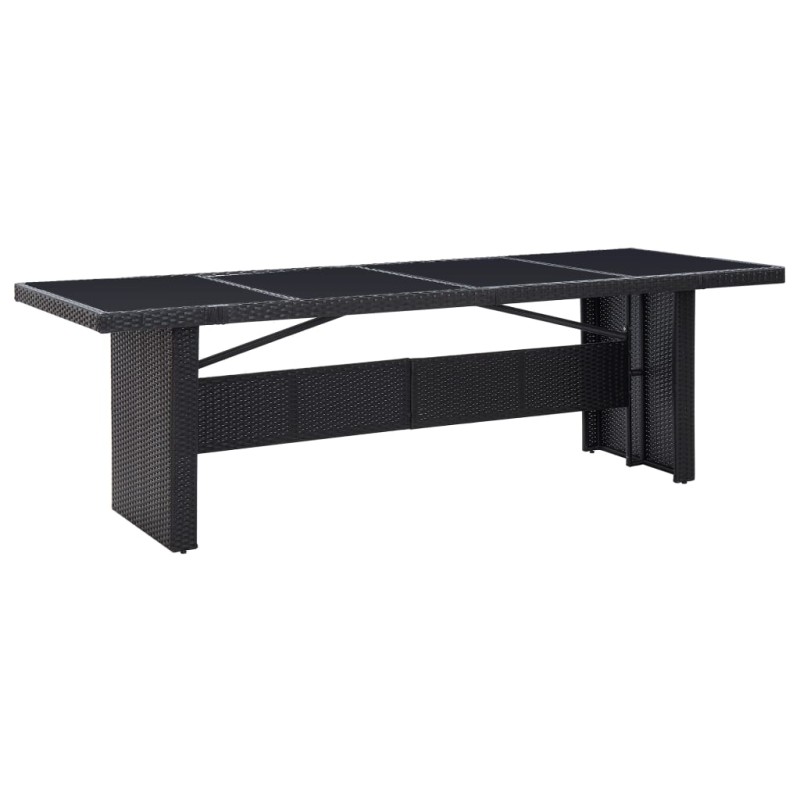 vidaXL Tavolo da Giardino Nero 240x90x74 cm in Polyrattan e Vetro vidaXL Tavolo da Giardino Nero 240x90x74 cm in Polyrattan e Vetro