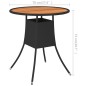 vidaXL Tavolo da Giardino Nero Ø 70 cm Polyrattan e Massello d'Acacia vidaXL Tavolo da Giardino Nero Ø 70 cm Polyrattan e Massello d'Acacia