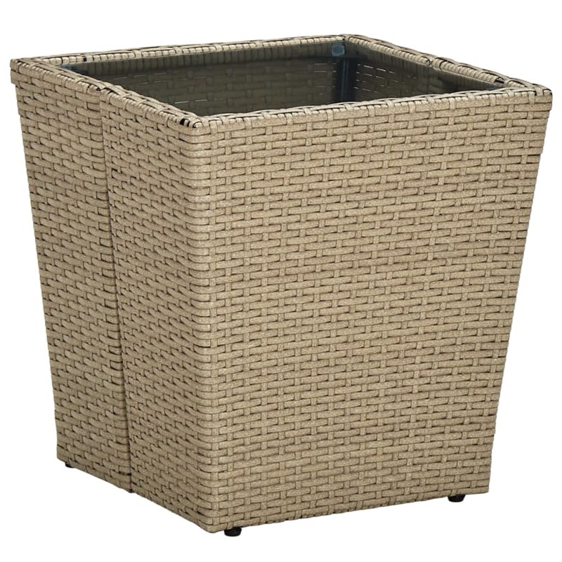 vidaXL Tavolino Beige 41,5x41,5x44 cm in Polyrattan e Vetro Temperato vidaXL Tavolino Beige 41,5x41,5x44 cm in Polyrattan e Vetro Temperato