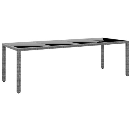 vidaXL Tavolo Giardino Grigio 250x100x75cm Vetro Temperato Polyrattan