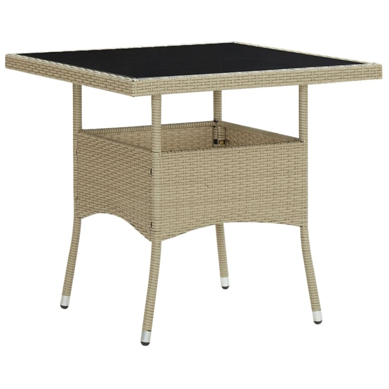 vidaXL Tavolo da Pranzo da Giardino Beige in Polyrattan e Vetro vidaXL Tavolo da Pranzo da Giardino Beige in Polyrattan e Vetro