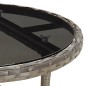 vidaXL Tavolo Giardino Ø60x75 cm Vetro Temperato e Polyrattan Grigio