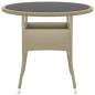 vidaXL Tavolo da Giardino Ø80x75cm Vetro Temperato e Polyrattan Beige vidaXL Tavolo da Giardino Ø80x75cm Vetro Temperato e Polyrattan Beige