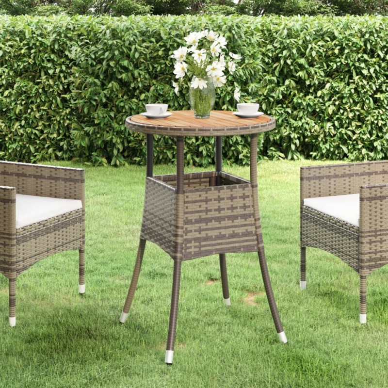 vidaXL Tavolo da Giardino Ø60x75cm Massello Acacia e Polyrattan Grigio vidaXL Tavolo da Giardino Ø60x75cm Massello Acacia e Polyrattan Grigio