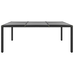 vidaXL Tavolo Giardino 200x150x75 cm Vetro Temperato e Polyrattan Nero