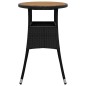 vidaXL Tavolo Giardino Ø60x75 cm Massello Acacia e Polyrattan Nero