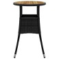 vidaXL Tavolo Giardino Ø60x75 cm Massello Acacia e Polyrattan Nero