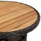 vidaXL Tavolo Giardino Ø60x75 cm Massello Acacia e Polyrattan Nero