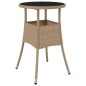 vidaXL Tavolo da Giardino Ø60x75 cm Vetro Temperato e Polyrattan Beige vidaXL Tavolo da Giardino Ø60x75 cm Vetro Temperato e Polyrattan Beige