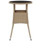 vidaXL Tavolo da Giardino Ø60x75 cm Vetro Temperato e Polyrattan Beige vidaXL Tavolo da Giardino Ø60x75 cm Vetro Temperato e Polyrattan Beige