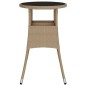 vidaXL Tavolo da Giardino Ø60x75 cm Vetro Temperato e Polyrattan Beige vidaXL Tavolo da Giardino Ø60x75 cm Vetro Temperato e Polyrattan Beige