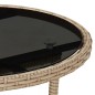 vidaXL Tavolo da Giardino Ø60x75 cm Vetro Temperato e Polyrattan Beige vidaXL Tavolo da Giardino Ø60x75 cm Vetro Temperato e Polyrattan Beige