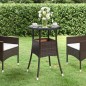 vidaXL Tavolo Giardino Ø60x75 cm Vetro Temperato e Polyrattan Marrone vidaXL Tavolo Giardino Ø60x75 cm Vetro Temperato e Polyrattan Marrone