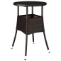 vidaXL Tavolo Giardino Ø60x75 cm Vetro Temperato e Polyrattan Marrone vidaXL Tavolo Giardino Ø60x75 cm Vetro Temperato e Polyrattan Marrone