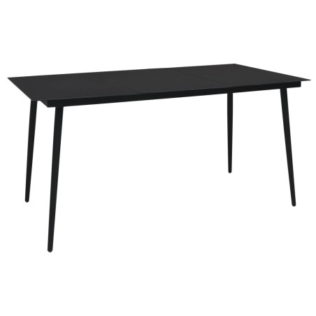 vidaXL Tavolo da Giardino Nero 150x80x74 cm in Acciaio e Vetro 