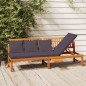 vidaXL Dormeuse con Cuscino Grigio 200x60x75cm Legno Massello Acacia 