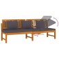 vidaXL Dormeuse con Cuscino Grigio 200x60x75cm Legno Massello Acacia 