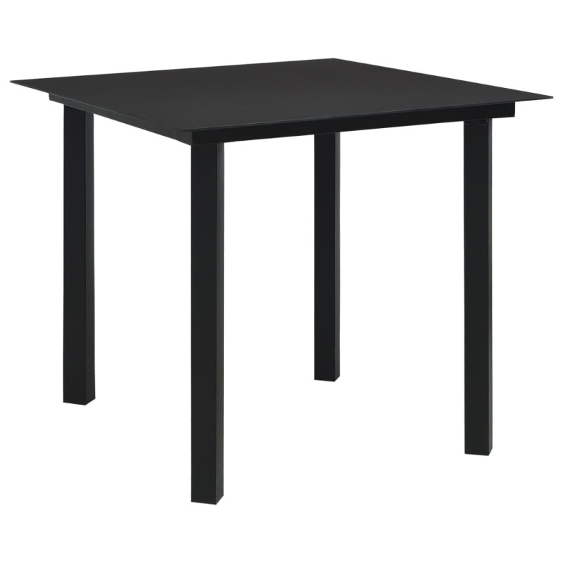 vidaXL Tavolo da Giardino Nero 80x80x74 cm in Acciaio e Vetro vidaXL Tavolo da Giardino Nero 80x80x74 cm in Acciaio e Vetro