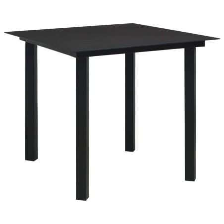 vidaXL Tavolo da Giardino Nero 80x80x74 cm in Acciaio e Vetro 