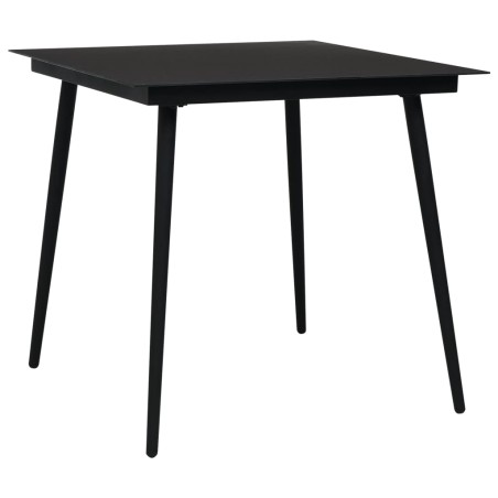 vidaXL Tavolo da Giardino Nero 80x80x74 cm in Acciaio e Vetro 