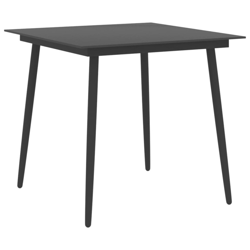 vidaXL Tavolo da Giardino Nero 80x80x74 cm in Acciaio e Vetro 