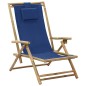 vidaXL Sedia Reclinabile Relax Blu Marino in Bambù e Tessuto vidaXL Sedia Reclinabile Relax Blu Marino in Bambù e Tessuto