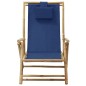 vidaXL Sedia Reclinabile Relax Blu Marino in Bambù e Tessuto vidaXL Sedia Reclinabile Relax Blu Marino in Bambù e Tessuto