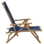 vidaXL Sedia Reclinabile Relax Blu Marino in Bambù e Tessuto vidaXL Sedia Reclinabile Relax Blu Marino in Bambù e Tessuto