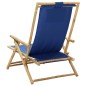vidaXL Sedia Reclinabile Relax Blu Marino in Bambù e Tessuto vidaXL Sedia Reclinabile Relax Blu Marino in Bambù e Tessuto