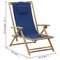 vidaXL Sedia Reclinabile Relax Blu Marino in Bambù e Tessuto vidaXL Sedia Reclinabile Relax Blu Marino in Bambù e Tessuto