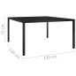 vidaXL Tavolo da Giardino 130x130x72 cm Nero in Acciaio e Vetro vidaXL Tavolo da Giardino 130x130x72 cm Nero in Acciaio e Vetro