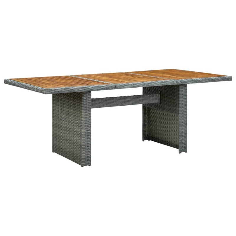 vidaXL Tavolo da Giardino Grigio Chiaro in Polyrattan e Legno Acacia vidaXL Tavolo da Giardino Grigio Chiaro in Polyrattan e Legno Acacia