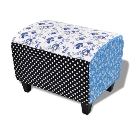 vidaXL Sgabello Patchwork Blu e Bianco