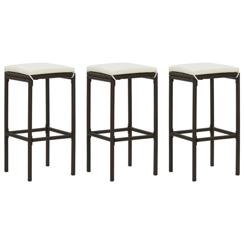 vidaXL Sgabelli da Bar con Cuscini 3 pz Marroni in Polyrattan vidaXL Sgabelli da Bar con Cuscini 3 pz Marroni in Polyrattan
