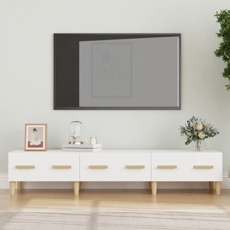 Mobile Porta TV Bianco 150x34,5x30 cm in Legno Multistrato Mobile Porta TV Bianco 150x34,5x30 cm in Legno Multistrato