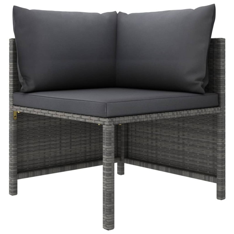 vidaXL Divano ad Angolo Modulare con Cuscini in Polyrattan Grigio vidaXL Divano ad Angolo Modulare con Cuscini in Polyrattan Grigio
