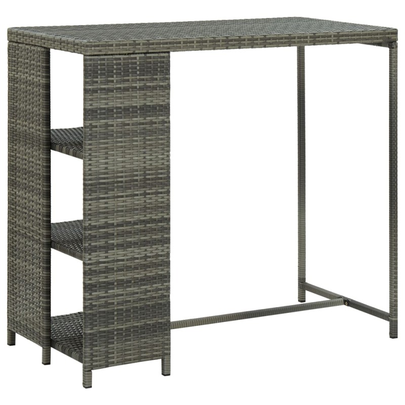 vidaXL Tavolo da Bar con Ripiani Grigio 120x60x110 cm in Polyrattan vidaXL Tavolo da Bar con Ripiani Grigio 120x60x110 cm in Polyrattan